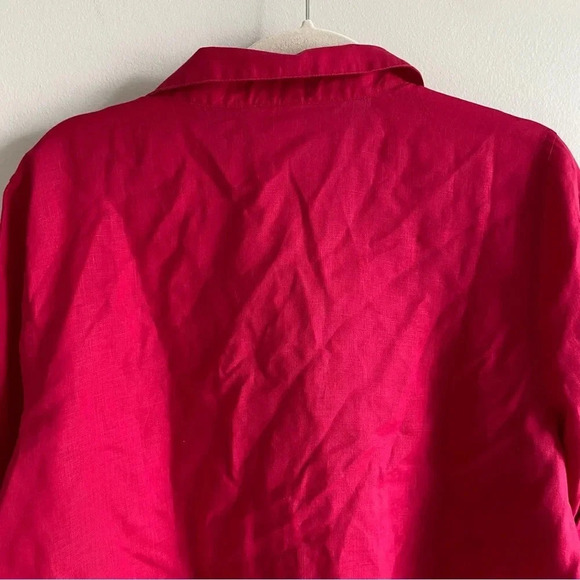 CHICO’S 100% Linen Dark Pink Button  Down Shirt Size 2 - Picture 5 of 12